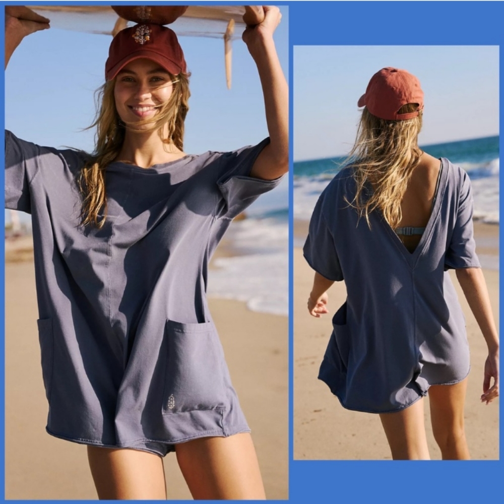Free People Blue Jumpsuit Romper